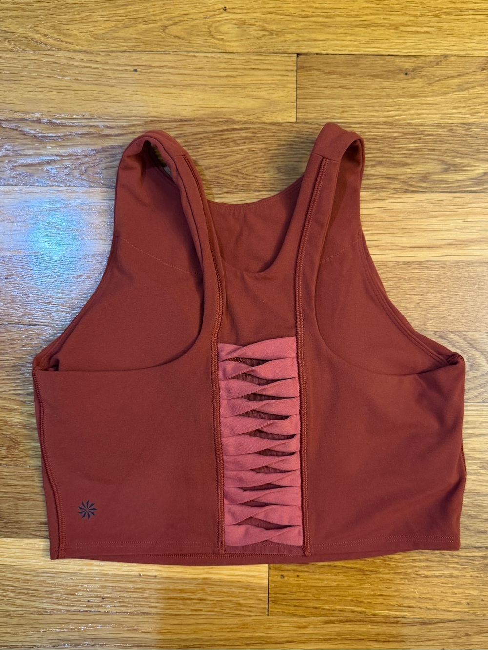 Athleta Conscious Twist Crop Top Sports Bra in Pale Red - Size Small